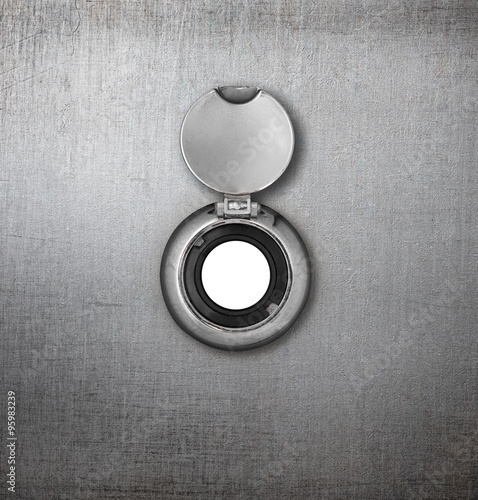 Schilderij op canvas peephole or peep hole in metal door