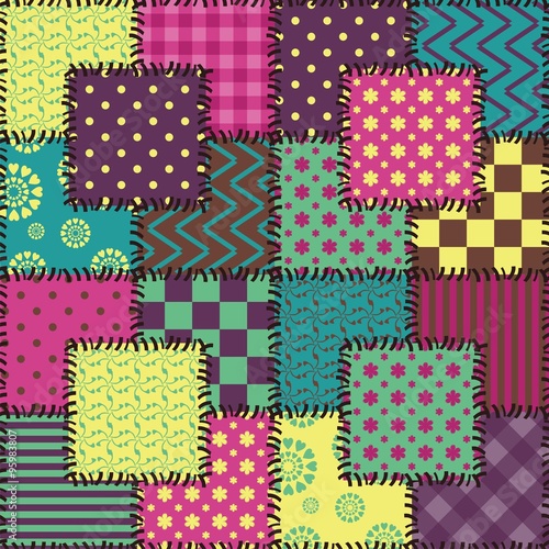 patchwork background with different patterns