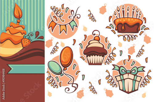 vector collection of birthday celebration icons and emblems