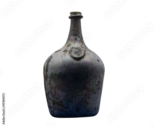 Vintage bottle with a wax seal on a white background