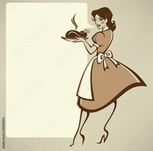Home made cooking in retro style, vector commercial illustration