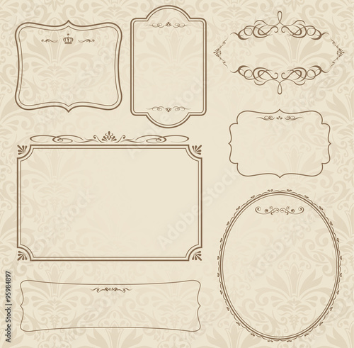 decorative gold frame set Vector