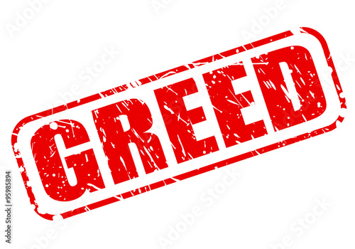 GREED red stamp text