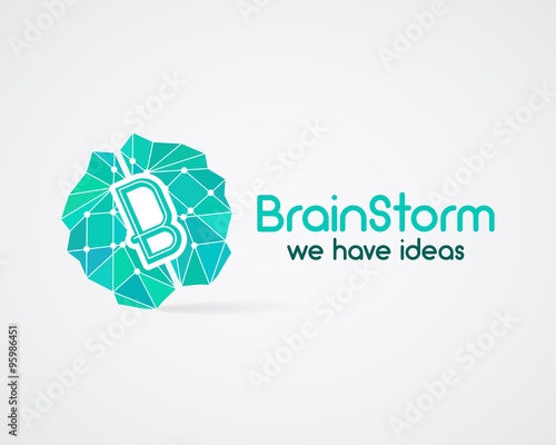 Brainstorm, brain, creation and idea logo template and elements. Solve problems, idea creation business company logotype. Creative agency brand identity. Vector