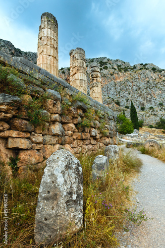 Excavations of the ancient Delphi city  Greece 