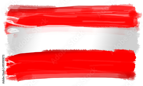 Mit Pinsel gemalte Österreich Flagge