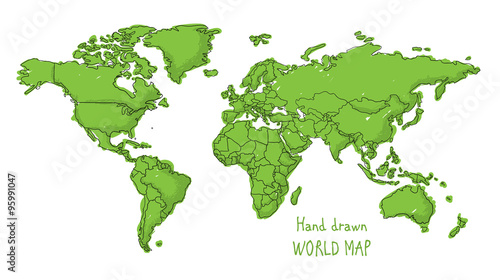 Hand drawn world map