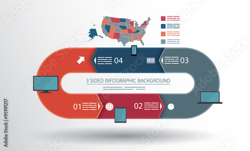 Tableau sur toile 4 sided infographics background