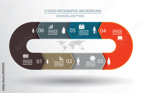 6 sided infographics background