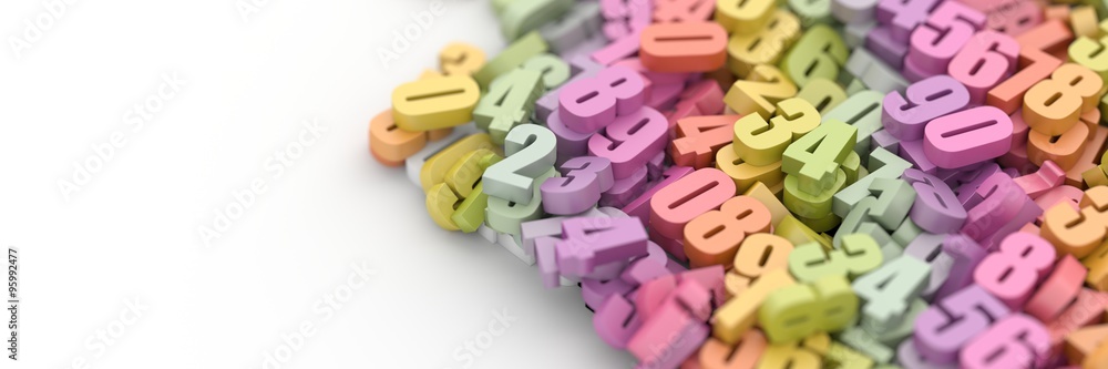 Naklejka premium Multi colored numbers background, 3d illustration