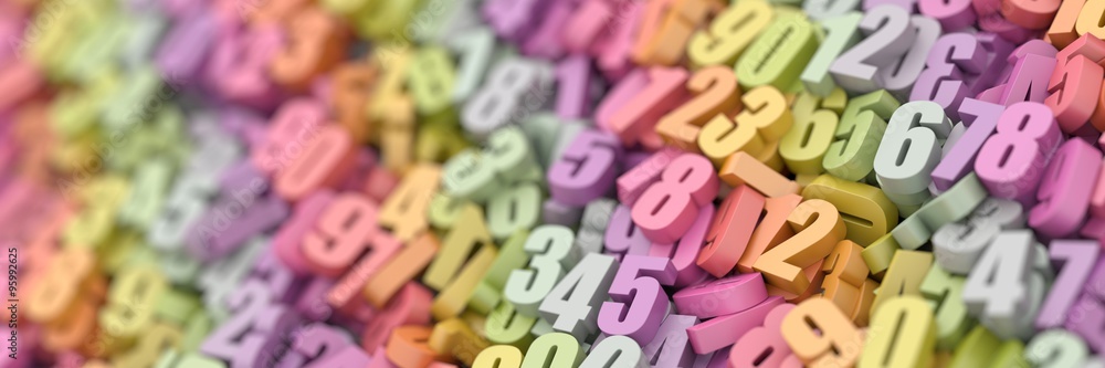 Fototapeta premium Multi colored numbers background, 3d illustration