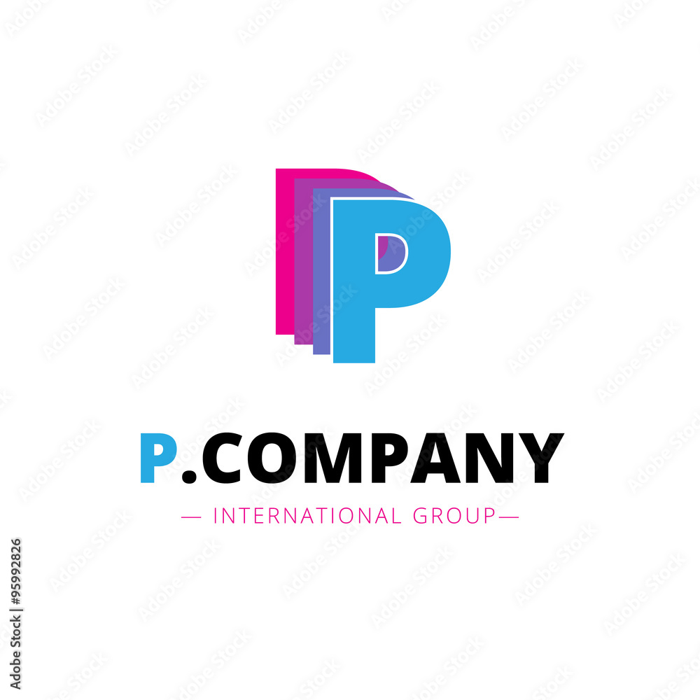 Vector abstract bright pink and blue P letter logo. Creative brand sign Vector abstract bright pink and blue P letter logo. Creative brand sign