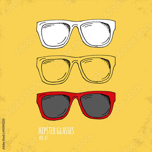 Hand Drawn Hipster Glasses Illustration - Vol. 07.