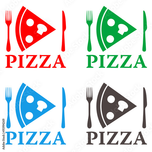 Icono plano pizza en varios colores #4