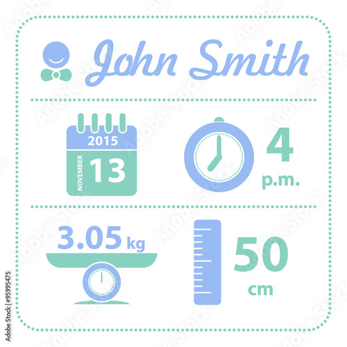 Baby boyl announcement birth card