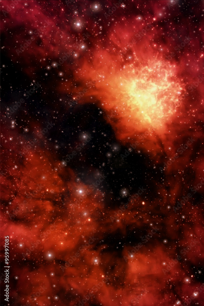 orange nebula and starfield background
