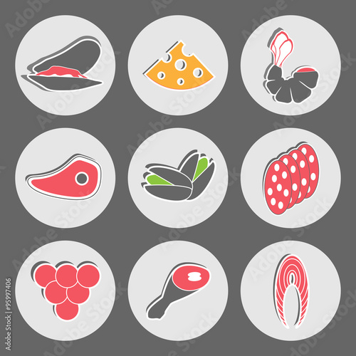 Seafood and Fast Food Vector Snacks