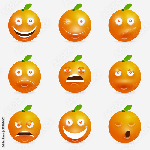 Wallpaper Mural Orange cartoon with many expressions Torontodigital.ca