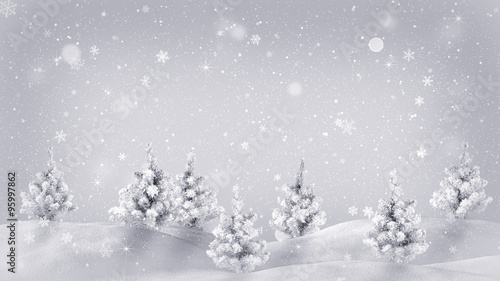 snow covered trees christmas illustration © gonin