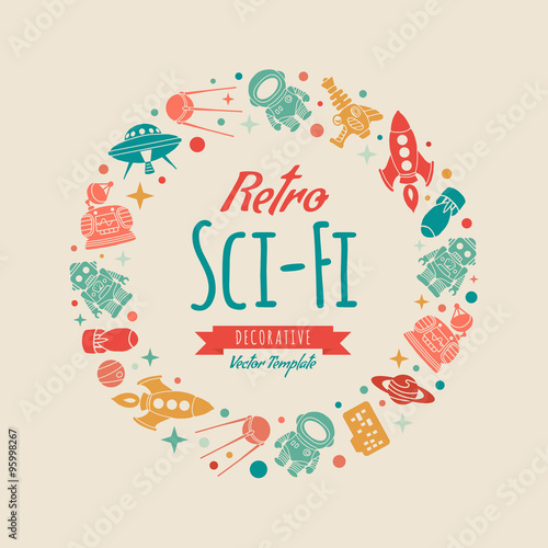 Retro Sci-Fi vector decorating design