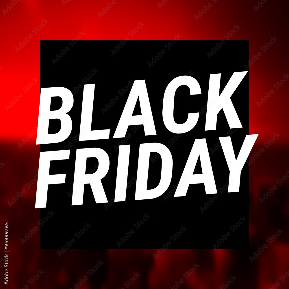 Fototapeta premium Black Friday sale. A black square on a red blurred background.