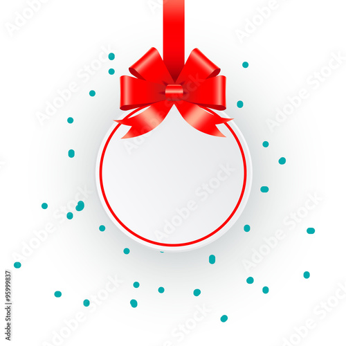 Christmas Paper Baubles Red Ribbon Snowflakes