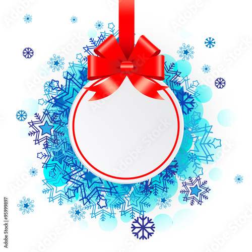 Christmas Paper Baubles Red Ribbon Snowflakes