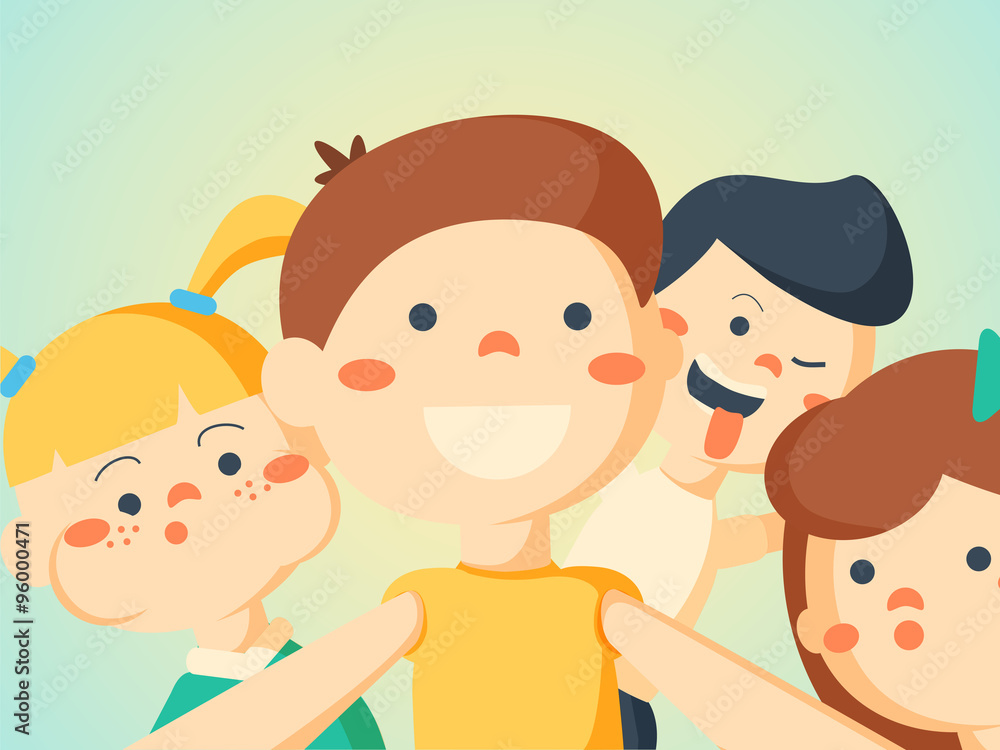 Selfie young couple friends portreit vector illustration. Selfie young couple friends portreit vector illustration.