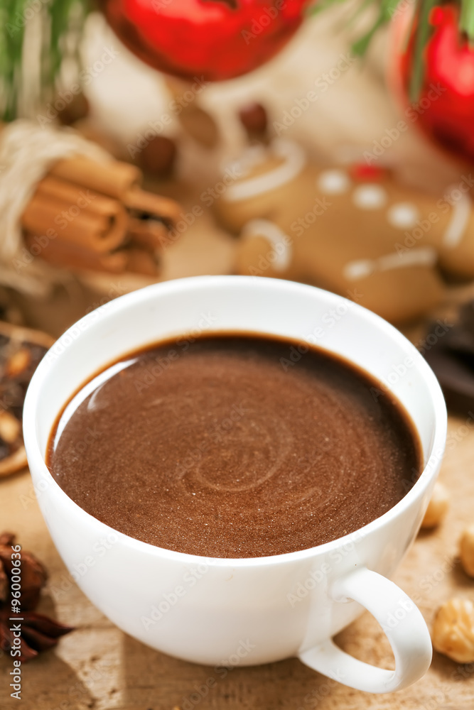 Cup of hot chocolate, Christmas traditional drink Cup of hot chocolate, Christmas traditional drink