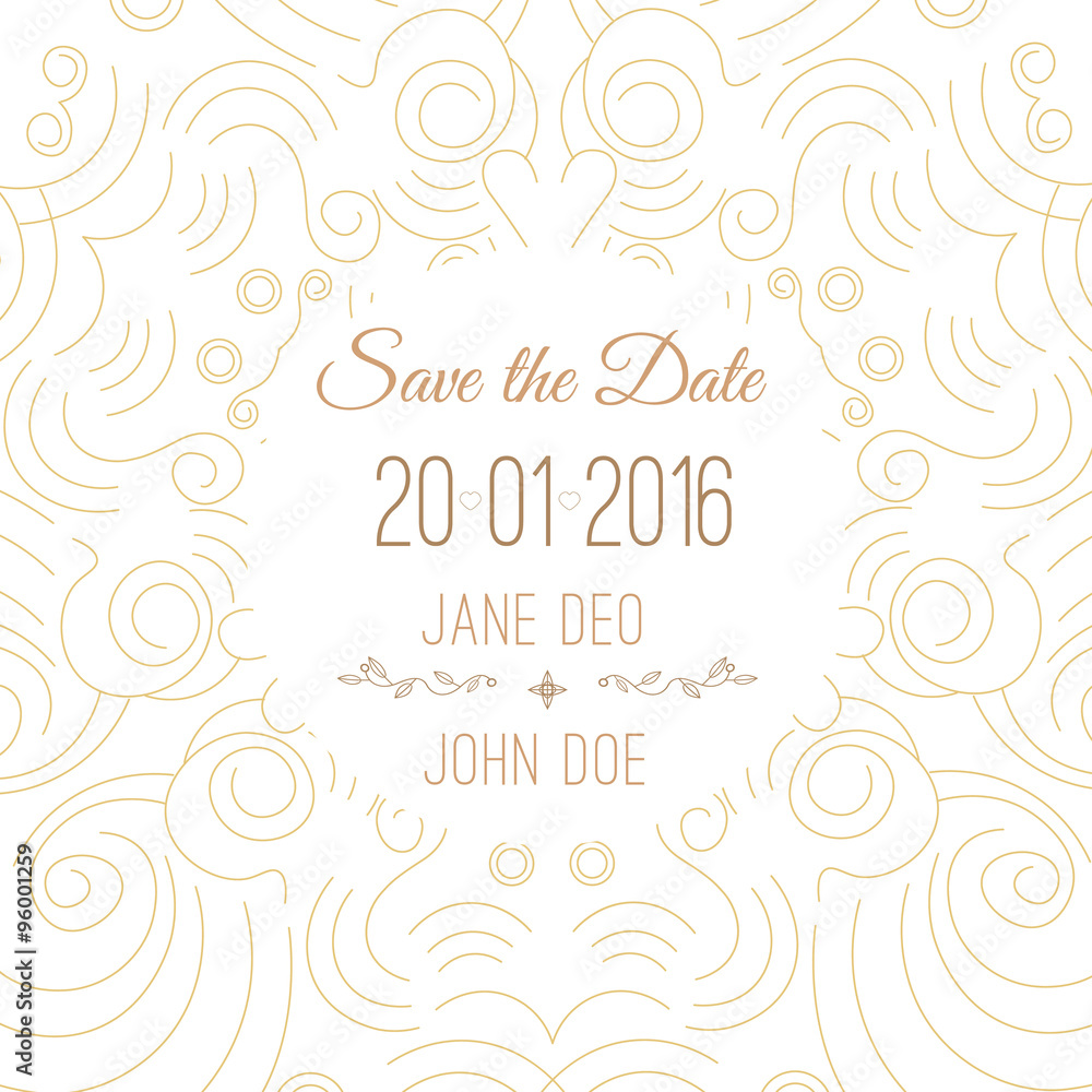 Vector save the date card template - wedding invitation in trendy linear style Vector save the date card template - wedding invitation in trendy linear style