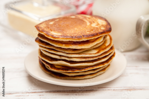 High pile of delicious pancakes