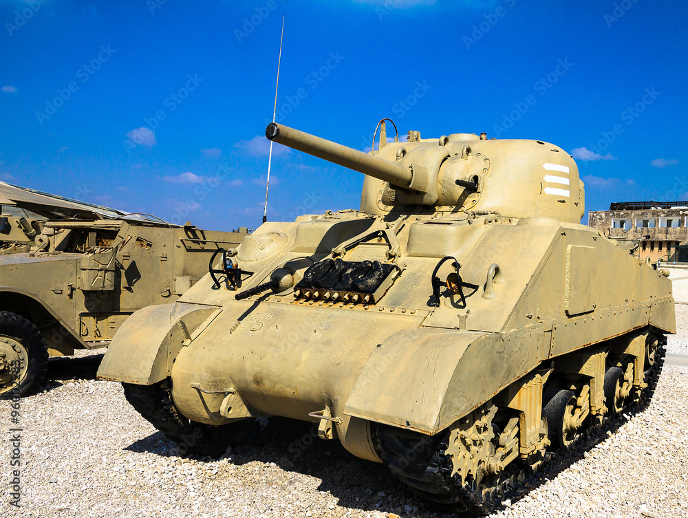 Old Sherman Tank M4A3 with 105mm fire support. Old Sherman Tank M4A3 with 105mm fire support.