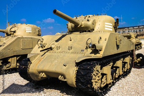 Old Sherman Tank M4A3 with 105mm fire support