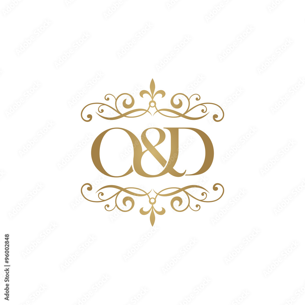 Vecteur Stock O&N Initial logo. Ornament ampersand monogram golden logo