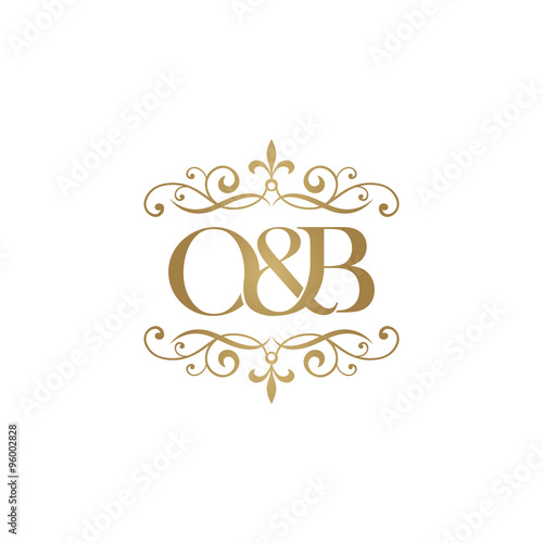 O&B Initial logo. Ornament ampersand monogram golden logo
