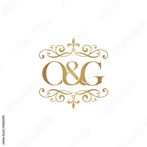 O&G Initial logo. Ornament ampersand monogram golden logo