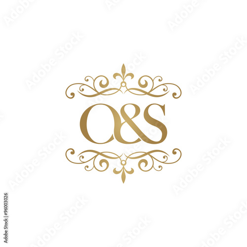 O&S Initial logo. Ornament ampersand monogram golden logo