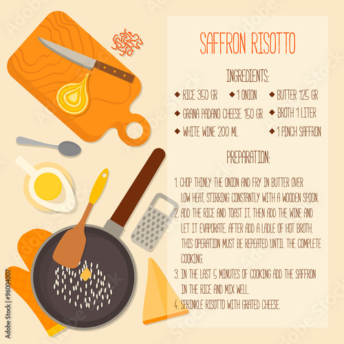 Flat design traditional italian cuisine recipe.