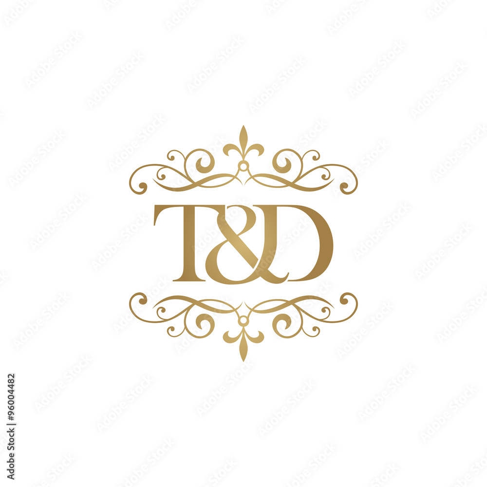 T&D Initial logo. Ornament ampersand monogram golden logo  Stock-Vektorgrafik
