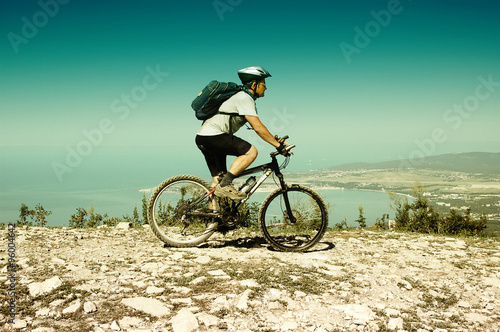 Man riding a bike on the mountain