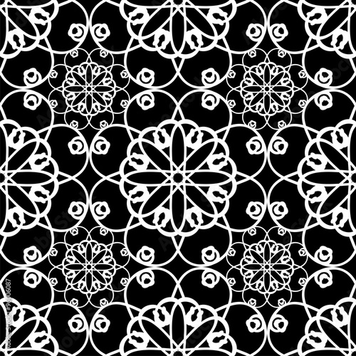 seamless background with white lace on black 