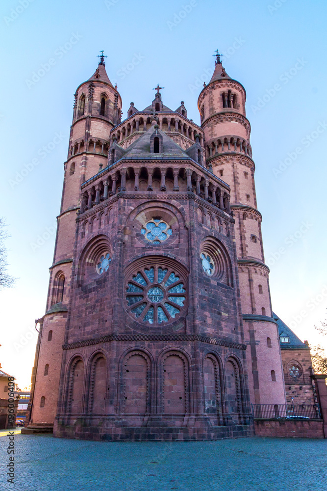 Obraz premium New-Romanesque Cathedral in Worms, Wormser Dom, Background light