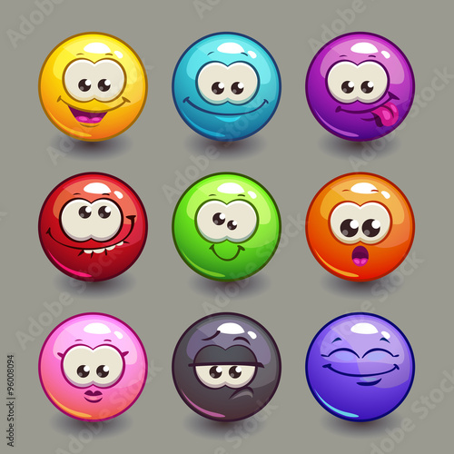 Cartoon comic round faces set