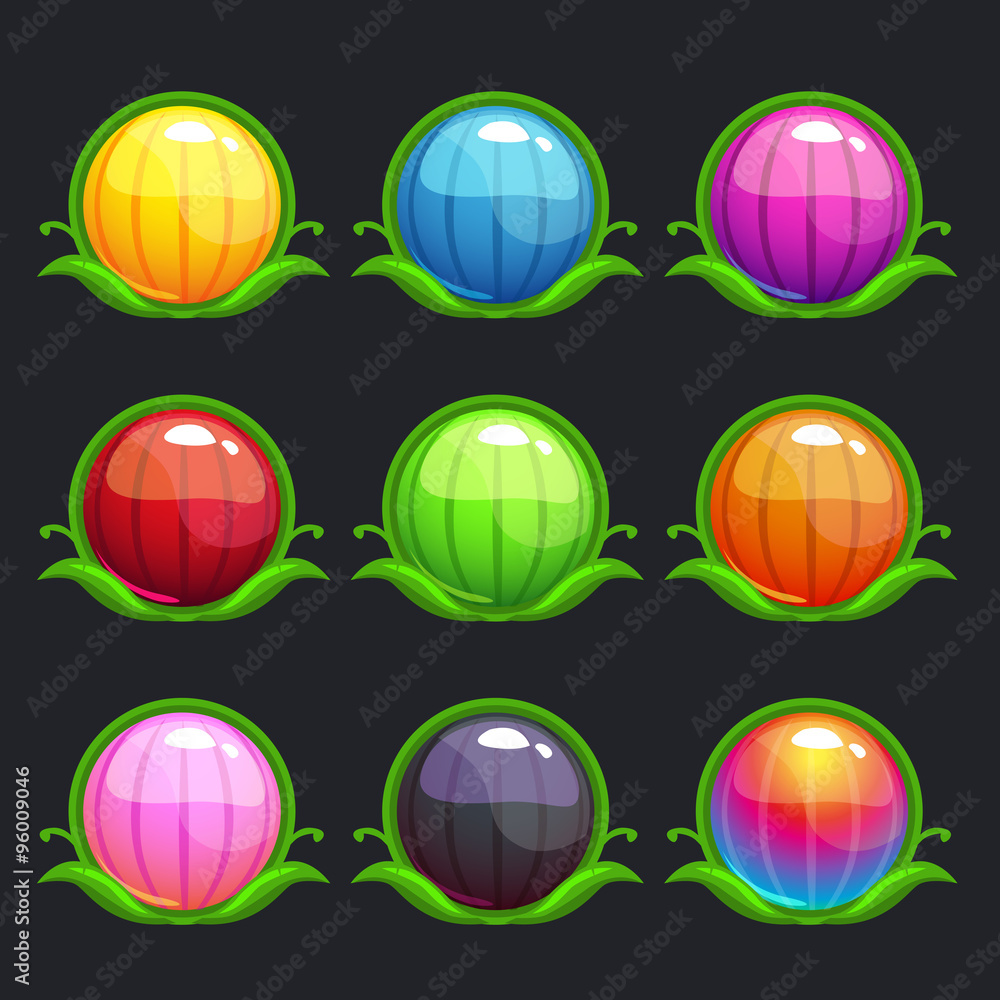 Funny cartoon colorful round buttons