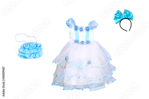 Ball Gown for girl is isolated.Accessories for the party isolate