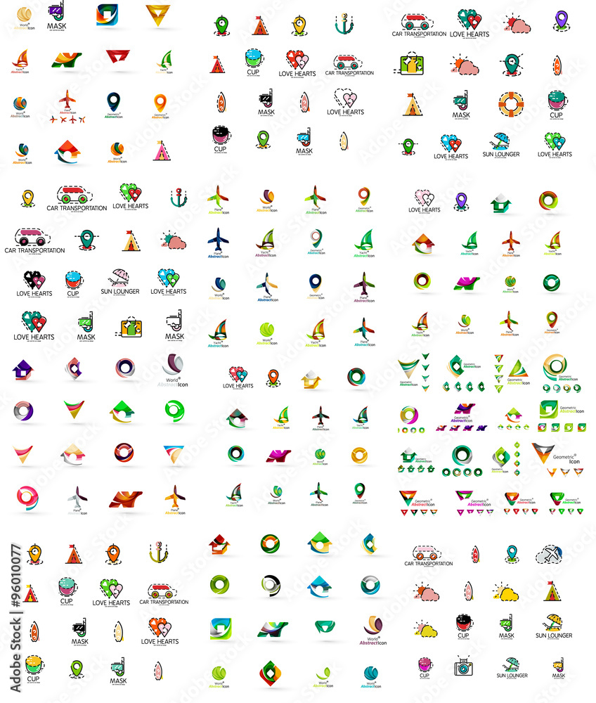 Mega set of geomeric company logos. Corporate business branding design elements Mega set of geomeric company logos. Corporate business branding design elements