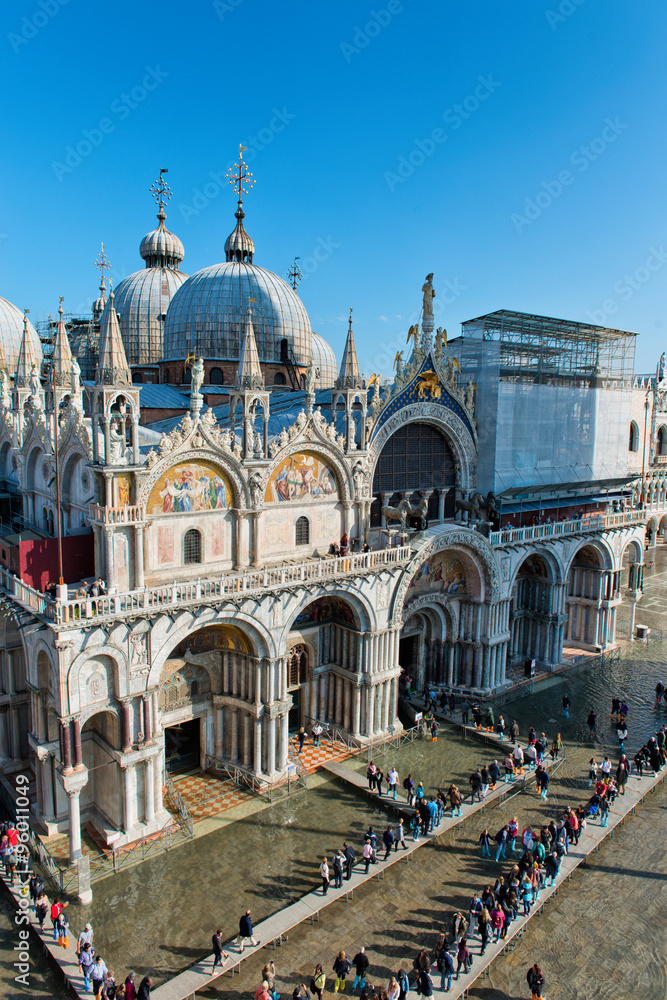Fototapeta premium Flooded St. Marks Square in Venice, Italy.