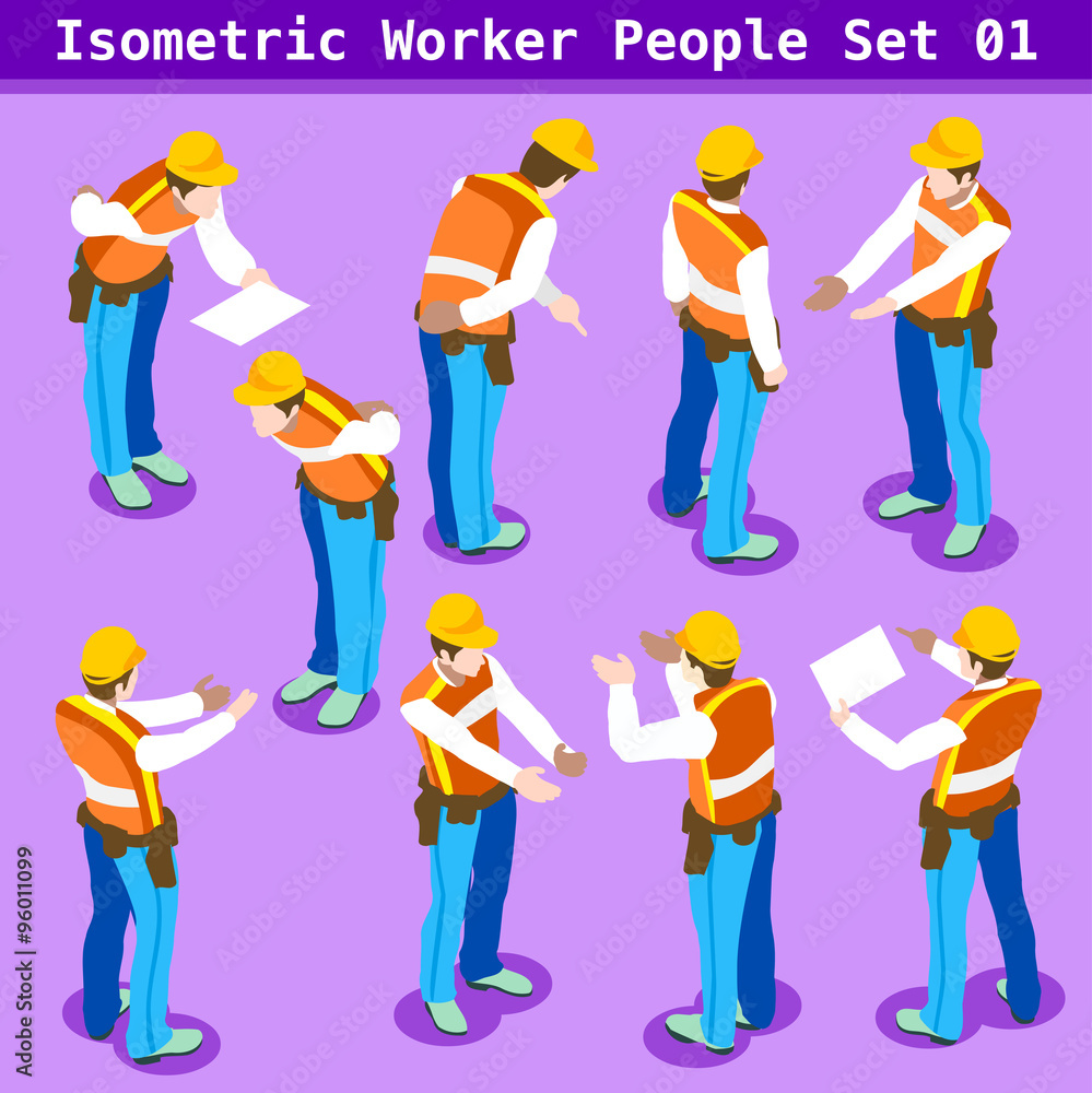 Fototapeta premium Construction 01 People Isometric