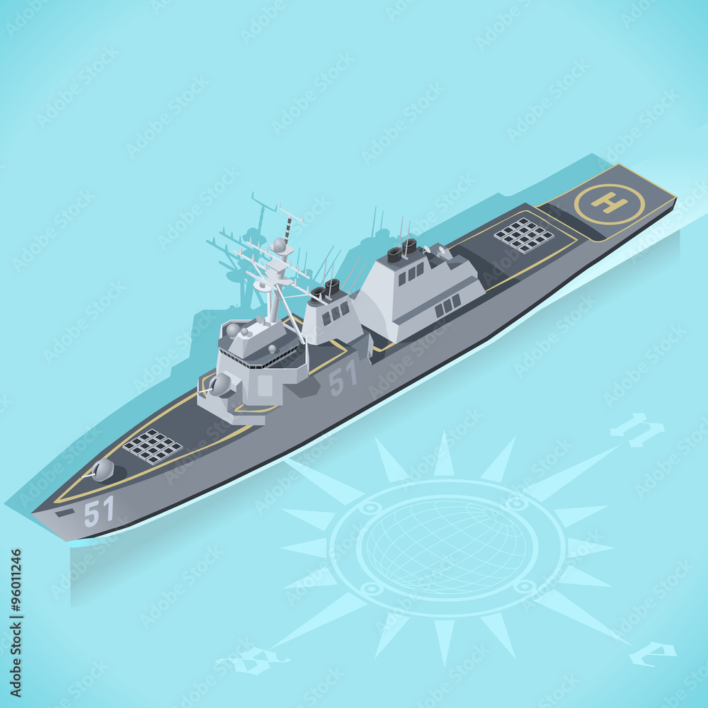 Fototapeta premium Destroyer 01 Vehicle Isometric