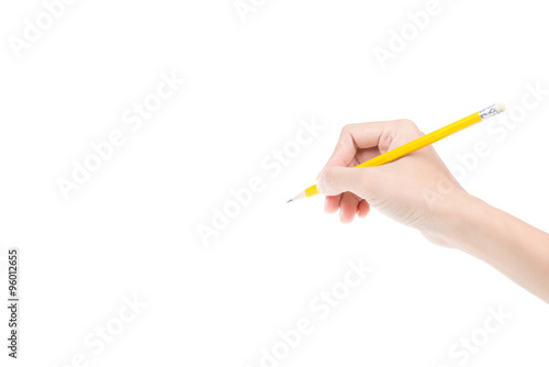 Woman's hand holding a pencil